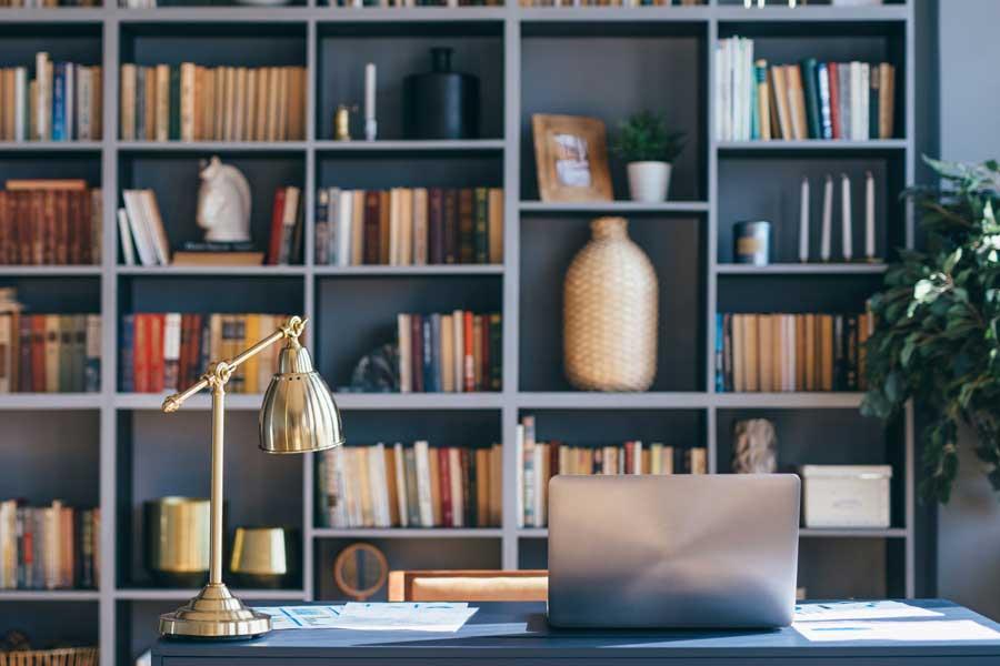 Office lined with books